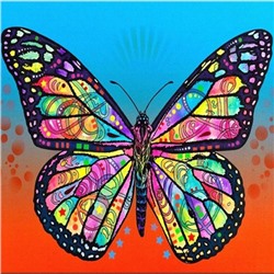 Алмазная мозаика картина стразами Разноцветная бабочка, 30х30 см