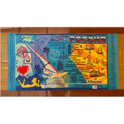 Пляжное полотенце «Черноморское побережье – карта голубая» 140х70 см