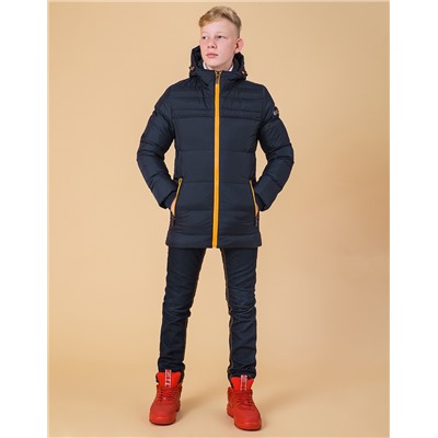 Куртка качественного пошива детская цвет темно-синий-оранжевый модель 65122