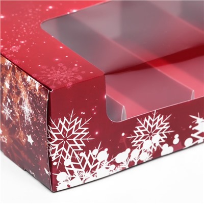 Коробка складная, под 5 эклеров «Снежинки», 25,2 х 15 х 6,6 см