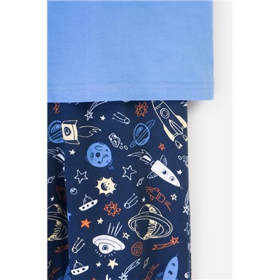 Пижама для мальчика Crockid К 1529 голубой сапфир, космические ракеты