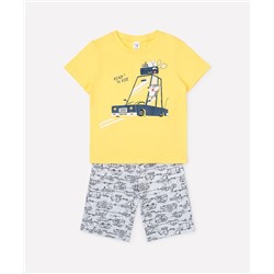 Пижама для мальчика Crockid К 1528 желтый + городской транспорт