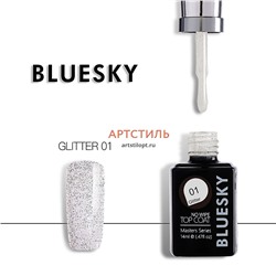 BLUESKY Masters Series Top Coat No Wipe Без липкого слоя 01 Glitter 14 мл.