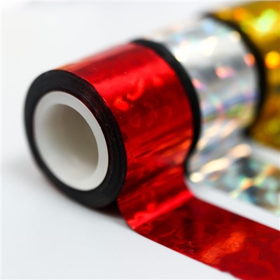 Клейкая лента пластик в банке "Голография" (набор 10 шт) цвета МИКС 1,2смх1м 6,3х5,3х3,4см