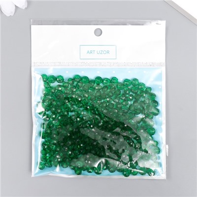 Бусины для творчества пластик "Кристалл с гранями тёмно-зелёный" набор 20 гр 0,4х0,6х0,6 см   513176