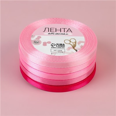 Набор атласных лент, 5 шт, размер 1 ленты: 6 мм × 23 ± 1 м, цвет розовый спектр