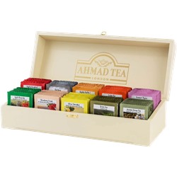 AHMAD. Подарочная шкатулка Ассорти чай в пакетиках дер.шкатулка, 100 пак.