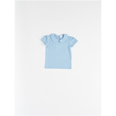 Голубая блузка с коротким рукавом 2-3
