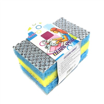 Набор двусторонних губок для мытья посуды Cleaning Sponge 8х13,5 см, 3 шт