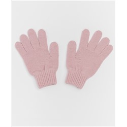Розовые вязаные перчатки