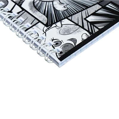 Блокнот А6 40 листов в клетку на гребне "Смешарики", обложка мелованный картон, УФ-лак, блок 65 г/м2, МИКС