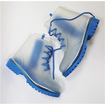 Резиновые ботинки Н56 прозрачные/голубые (26-37)