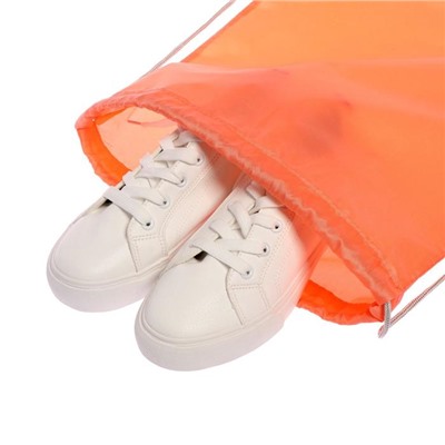 Мешок для обуви 420 х 340 мм, "Стандарт" СДС-2, (мягкий полиэстер, плотность 210 D), персиковый, серебристый шнурок