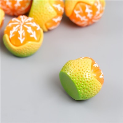 Декор для творчества акрил "Апельсин в кожуре" набор 8 шт оранжево-зелёный 1,4х1,7х1,7 см