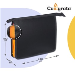 Папка пластиковая А5, 240 х 190 х 40 мм, молния сверху, Calligrata, "Офис", оранжевая