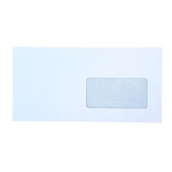 Конверт почтовый Е65 110х220 мм, чистый, правое окно 45х90мм, силиконовая лента, 80 г/м², в упаковке 1000 шт.
