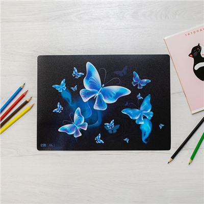 Накладка на стол пластиковая А4 (336 х 250 мм), Calligrata "Бабочки", 500 мкм