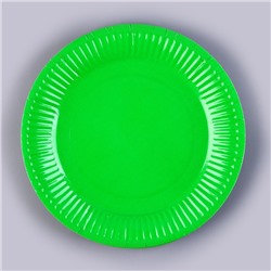 Тарелка бумажная однотонная, зеленый цвет 18 см, набор 10 штук