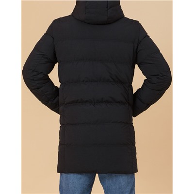 Теплая черная куртка с карманами модель 45877