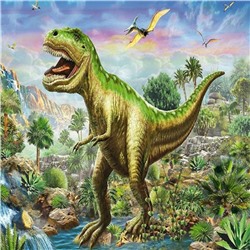 Алмазная мозаика картина стразами Тираннозавр в джунглях, 30х30 см