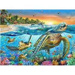 Алмазная мозаика картина стразами Морские черепахи, 30х40 см