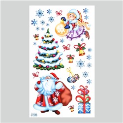 Интерьерная наклейка "Дед мороз и снегурочка" 30х50 см