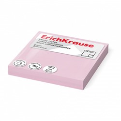 Блок с липким краем бумажный 75х75 мм, ErichKrause, 100 листов, розовый