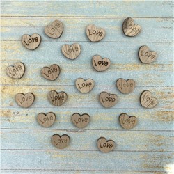 051-2072 Декор деревянный "Сердце Love" (20 шт.)