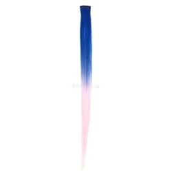 Цветная прядь на заколке VDM 50 см Сине-Розовый