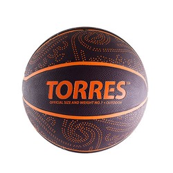 Мяч баск. TORRES TT р. 7, резина, бордово-оранж.