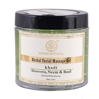 Herbal Facial Massage Gel Khadi ALOEVERA, NEEM & BASIL, Khadi Natural (Массажный гель для лица АЛОЭ ВЕРА, НИМ И БАЗИЛИК, Кхади Нэчрл), 100 г.