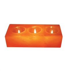 Солевой подсвечник огранённый для 3-х свечей Himalayan Salt Candle Holder Rectangular 3 hole