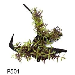 Искусственный декор для аквариума Коряга с растениями, 14х14х10 см, Акция!