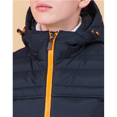 Куртка качественного пошива детская цвет темно-синий-оранжевый модель 65122