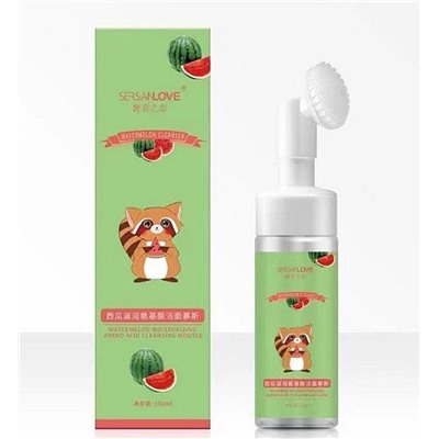 Пенка для умывания с щеточкой с экстрактом арбуза Sersanlove Watermelon Moisturizing Amino Acid Cleansing Mousse 150 ml