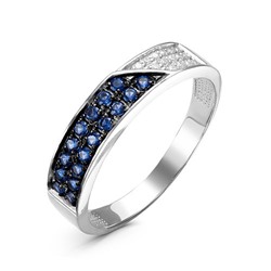 Серебряное кольцо с  фианитами синего цвета 470
