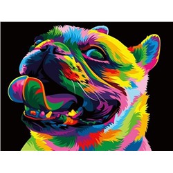 Алмазная мозаика картина стразами Разноцветный пёс, 40х50 см