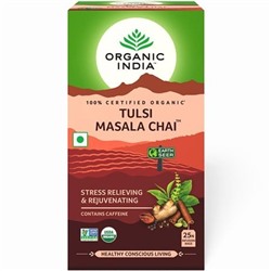 TULSI MASALA CHAI Stress Relieving & Rejuvenating Organic India (ТУЛСИ МАСАЛА ЧАЙ, Антистресс и Омоложение, Органик Индия), 25 пакетиков.