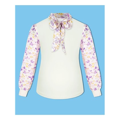 Школьный джемпер (блузка) для девочки с шифоном 80927-ДШ21