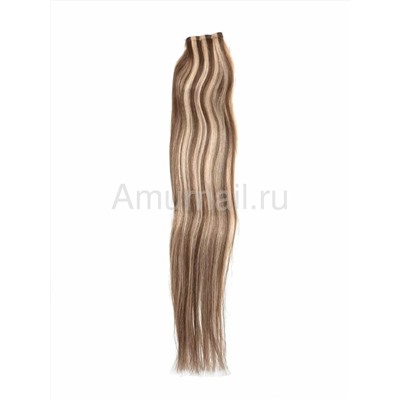 Натуральные волосы на липкой ленте №8/24 Комбинированный (5*30 см) 55 см