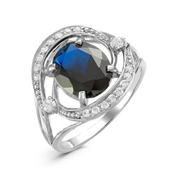 Серебряное кольцо с фианитом синего цвета 377
