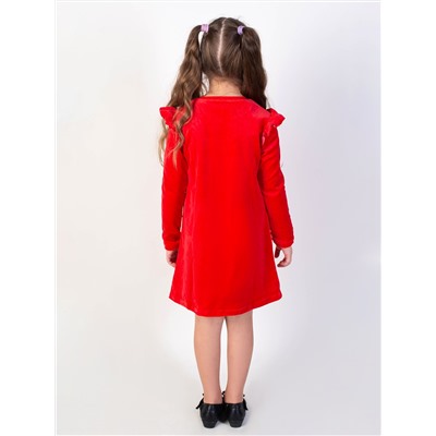 Красное платье для девочки из велюра 83343-ДНО22