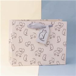 Подарочный пакет "Animals cat", gray
