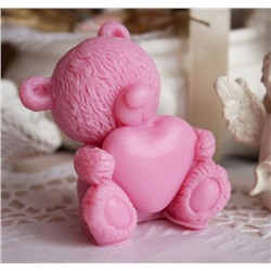 Влюбленный Тедди-валентинка темно-розовый - оливковое мыло ручной работы арт. milotto003107