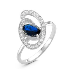 Серебряное кольцо с фианитом синего цвета 034