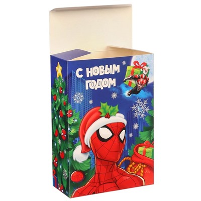 Коробка складная, " С Новым годом",  16 х 23 х 7,5 см, Человек-паук