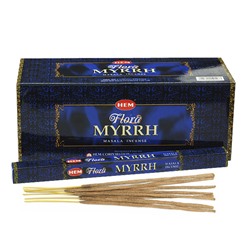 Hem Masala Incense Sticks MYRRH (Благовония пыльцовые МИРРА, Хем), уп. 8 палочек.