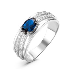 Серебряное кольцо с фианитом синего цвета 429