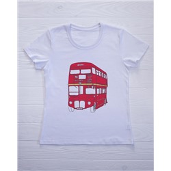 FU30B-M0014 Женская футболка белая с принтом Лондонский автобус