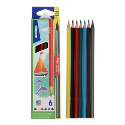 Карандаши цветные 6 цветов Berlingo "Корабли" + чернографитный карандаш